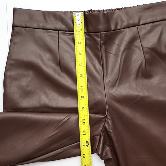 DNKY Jeans Women's Brown Faux Leather Pants Straight Leg Pockets Size Medium - Picture 10 of 11